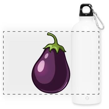 Aubergine - Panorama Trinkflasche mit Karabiner 750 ml - Weiß - Vorne