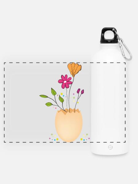 Frohe Ostern - Panorama Trinkflasche mit Karabiner 750 ml - Weiß