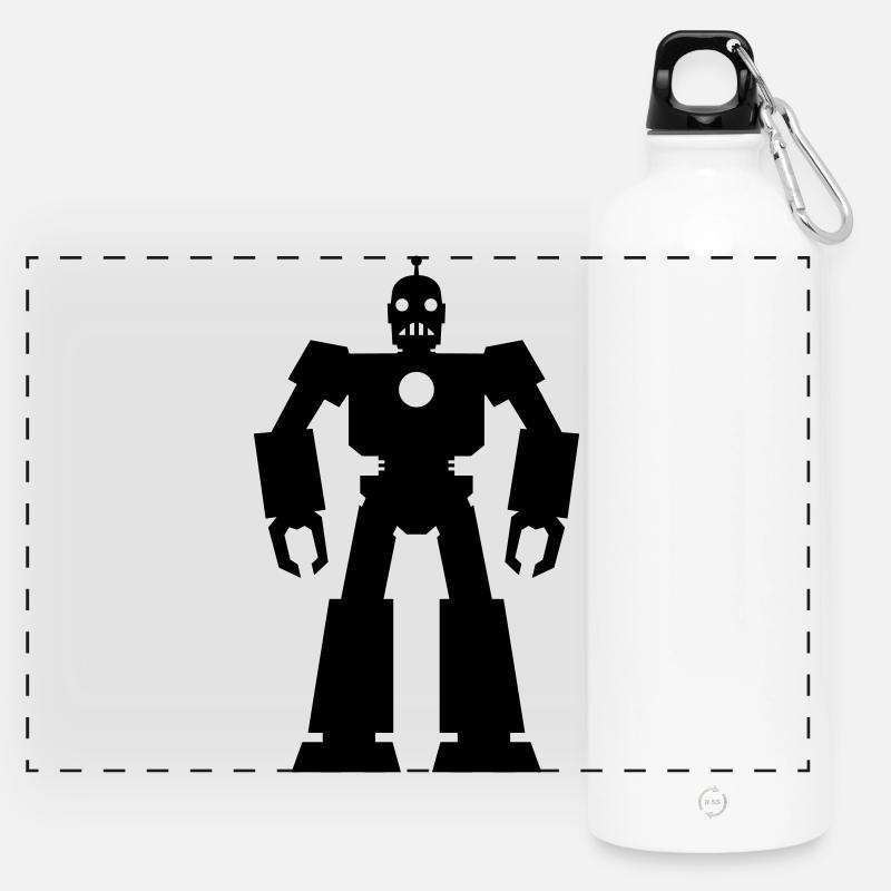 Robots – AI Technology Sci-Fi Nerd Design - Panoramic Drinks Bottle with Carabiner 750 ml - white