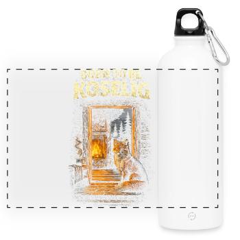 Skandinavisch Wikinger Born To be Koselig - Panorama Trinkflasche mit Karabiner 750 ml - Weiß - Vorne