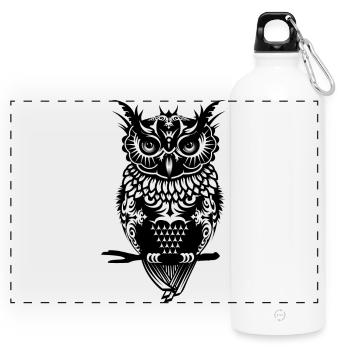 Un hibou noir - Gourde panoramique avec mousqueton 750 ml - blanc - Devant