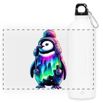 Aurora Borealis Penguin - Panoramic Drinks Bottle with Carabiner 750 ml - white - Front
