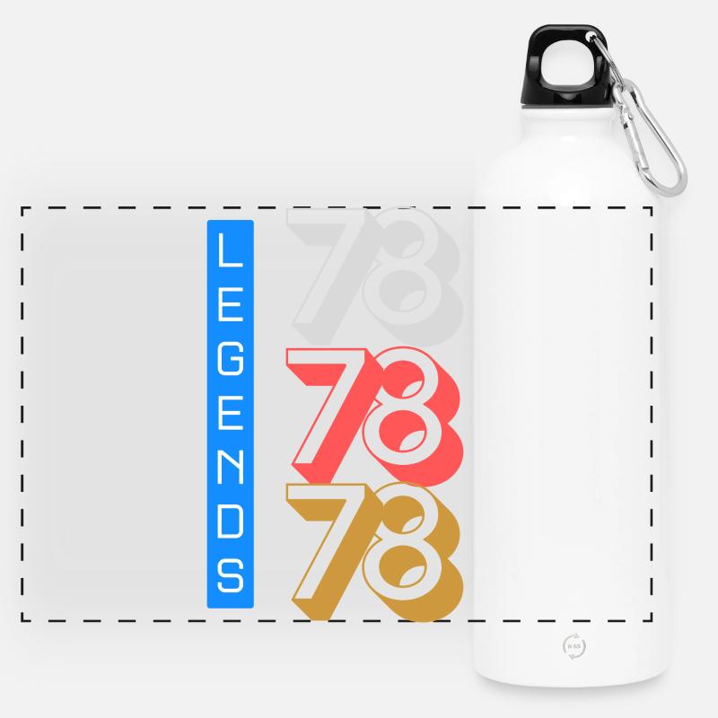 Legends 1978 Pattern - Panoramic Drinks Bottle with Carabiner 750 ml - white