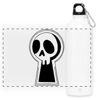 Der Schwarze Tod schaut uns zu - Panorama Trinkflasche mit Karabiner 750 ml - Weiß - Vorne