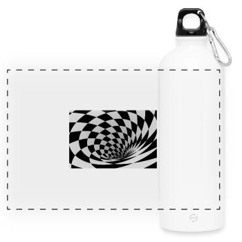 Hypnotic Black and White Spiral - Panoramic Drinks Bottle with Carabiner 750 ml - white - Front