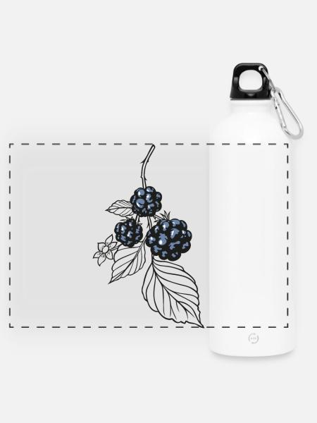 Brombeeren Herbst Sticker - Panorama Trinkflasche mit Karabiner 750 ml - Weiß