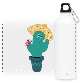 Mexican cactus - Panoramic Drinks Bottle with Carabiner 750 ml - white - Front