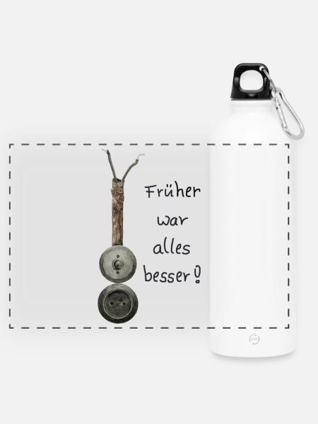 Lichtschalter mit Steckdose - Panorama Trinkflasche mit Karabiner 750 ml - Weiß