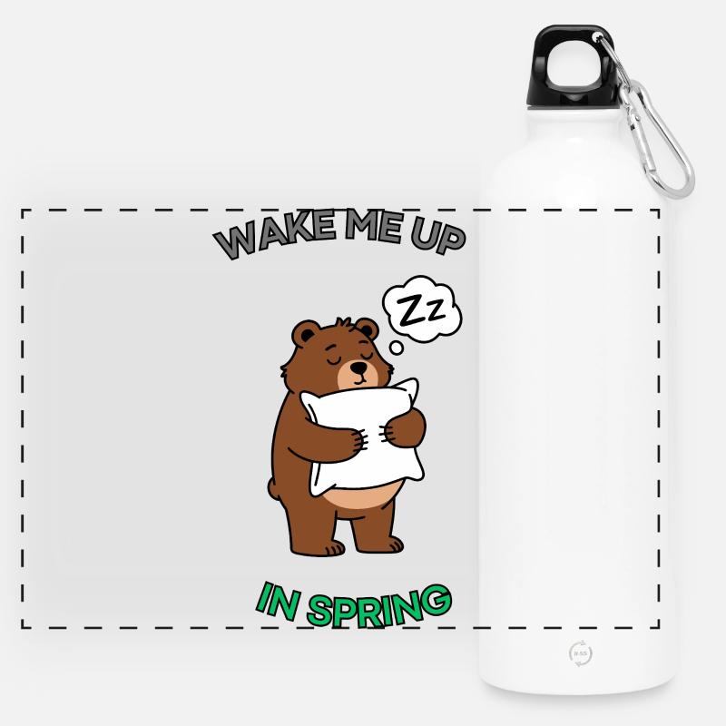 Sleepy Bear - Panoramic Drinks Bottle with Carabiner 750 ml - white