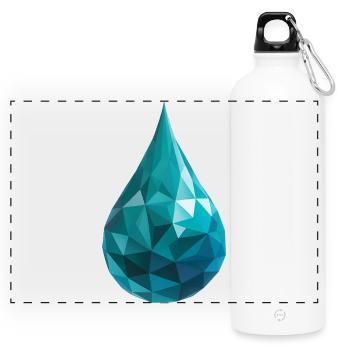 Goutte d’eau - Logo Low Poly cool - Gourde panoramique avec mousqueton 750 ml - blanc - Devant