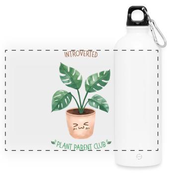 Introvertierte Pflanze Elternteil Club Monstera - Panorama Trinkflasche mit Karabiner 750 ml - Weiß - Vorne