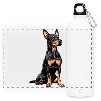 Doberman - Gourde panoramique avec mousqueton 750 ml - blanc - Devant