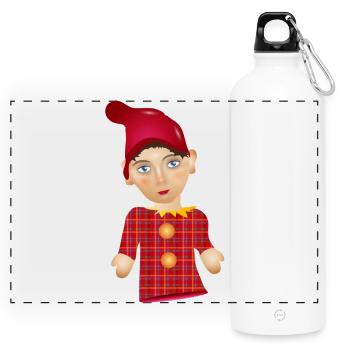 The Kasper or Kasperle as a doll figure - Panoramic Drinks Bottle with Carabiner 750 ml - white - Front