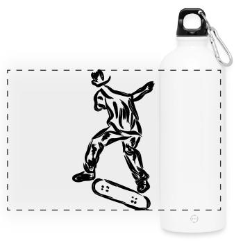 Skater - Panorama Trinkflasche mit Karabiner 750 ml - Weiß - Vorne