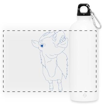 Drôle de cheval avec la gueule ouverte - Gourde panoramique avec mousqueton 750 ml - blanc - Devant