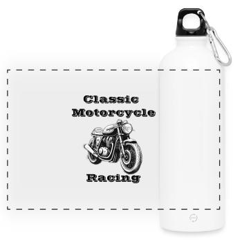Classic Motorcycle Racing - Panoramic Drinks Bottle with Carabiner 750 ml - white - Front