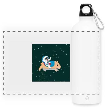 Astronaute sur un capybara spatial - Gourde panoramique avec mousqueton 750 ml - blanc - Devant