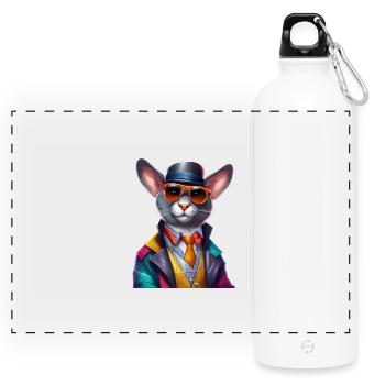 The chic mouse: Stylish through the day - Panoramic Drinks Bottle with Carabiner 750 ml - white - Front