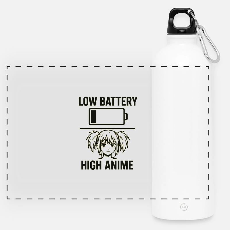 Anime Girl With Battery Warning - Panoramic Drinks Bottle with Carabiner 750 ml - white