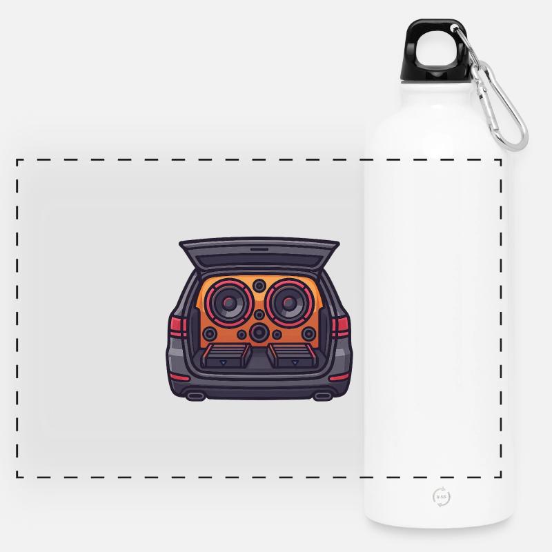 Car HiFi Design - Panoramic Drinks Bottle with Carabiner 750 ml - white