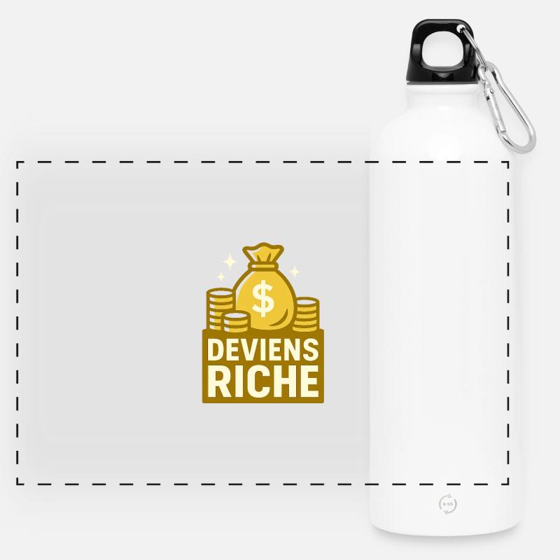 Get rich - Panoramic Drinks Bottle with Carabiner 750 ml - white