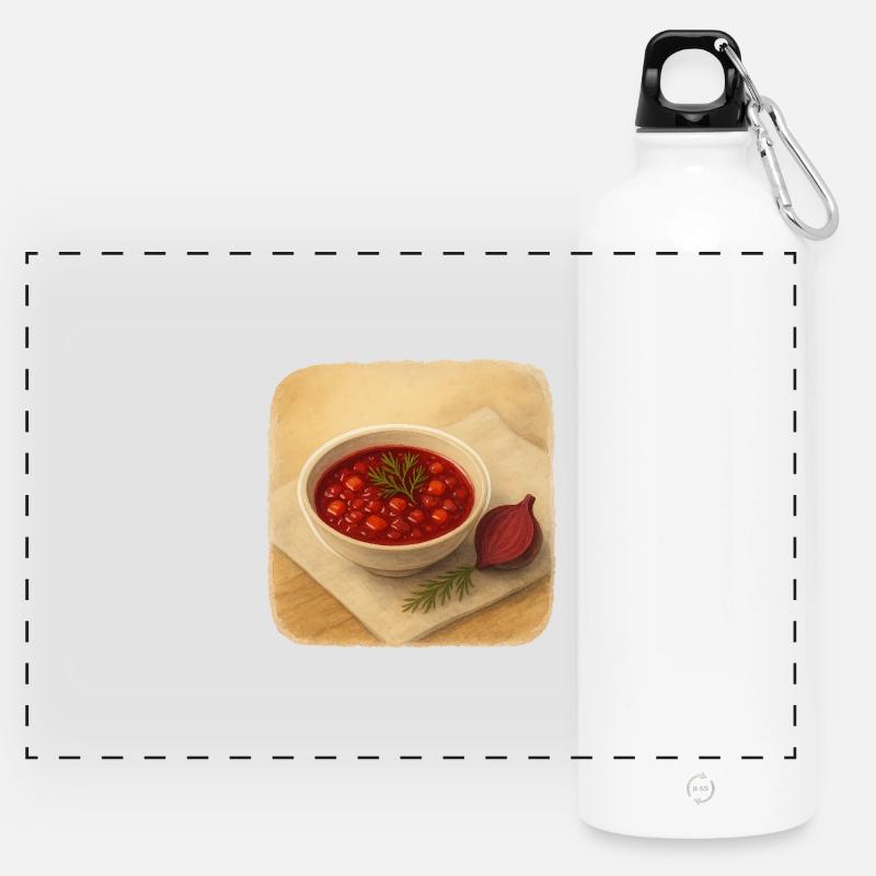 Beetroot soup - Panoramic Drinks Bottle with Carabiner 750 ml - white