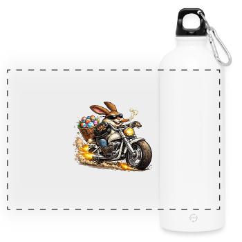 Lapin de Pâques à moto - Gourde panoramique avec mousqueton 750 ml - blanc - Devant
