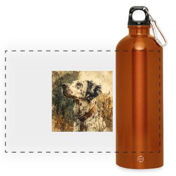 Dalmatiner Portrait im Vintage-Öl-Look - Panorama Trinkflasche mit Karabiner 750 ml - Orange - Vorne
