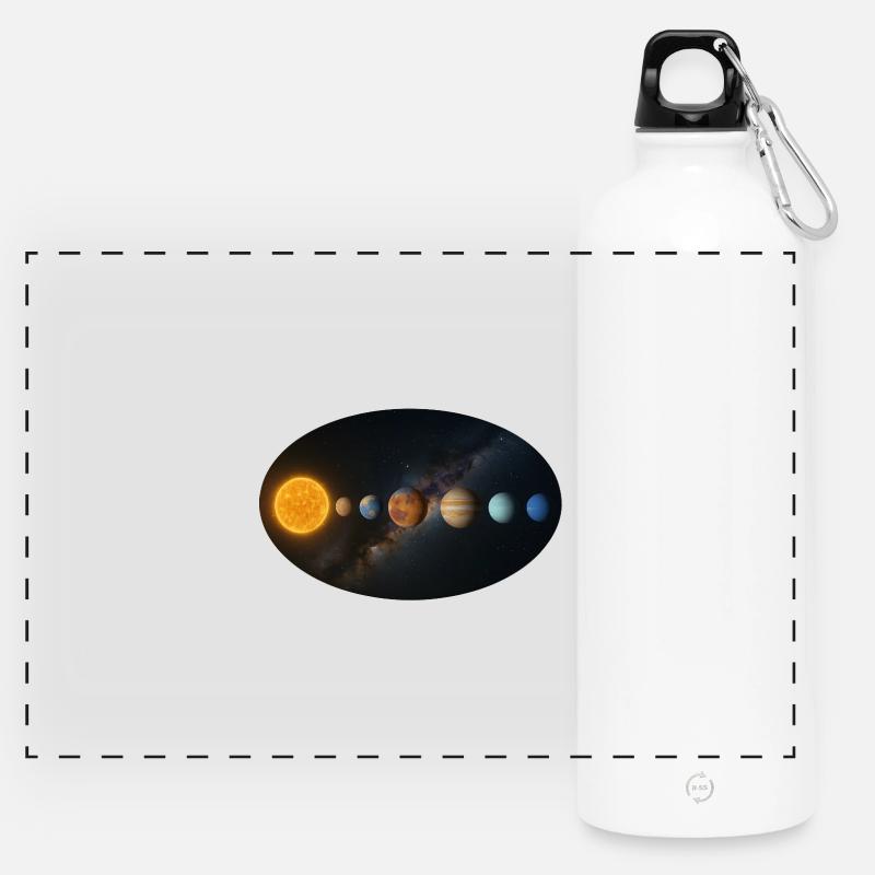 Sun - Solar System - Planets - Panoramic Drinks Bottle with Carabiner 750 ml - white