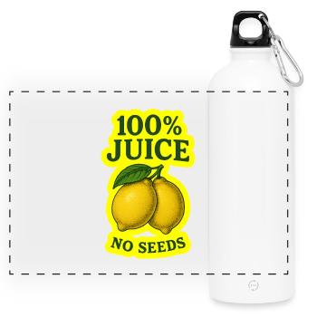 100% Juice no SEEDS - Panoramic Drinks Bottle with Carabiner 750 ml - white - Front