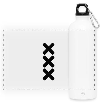 Amsterdam Black XXX - Panoramic Drinks Bottle with Carabiner 750 ml - white - Front