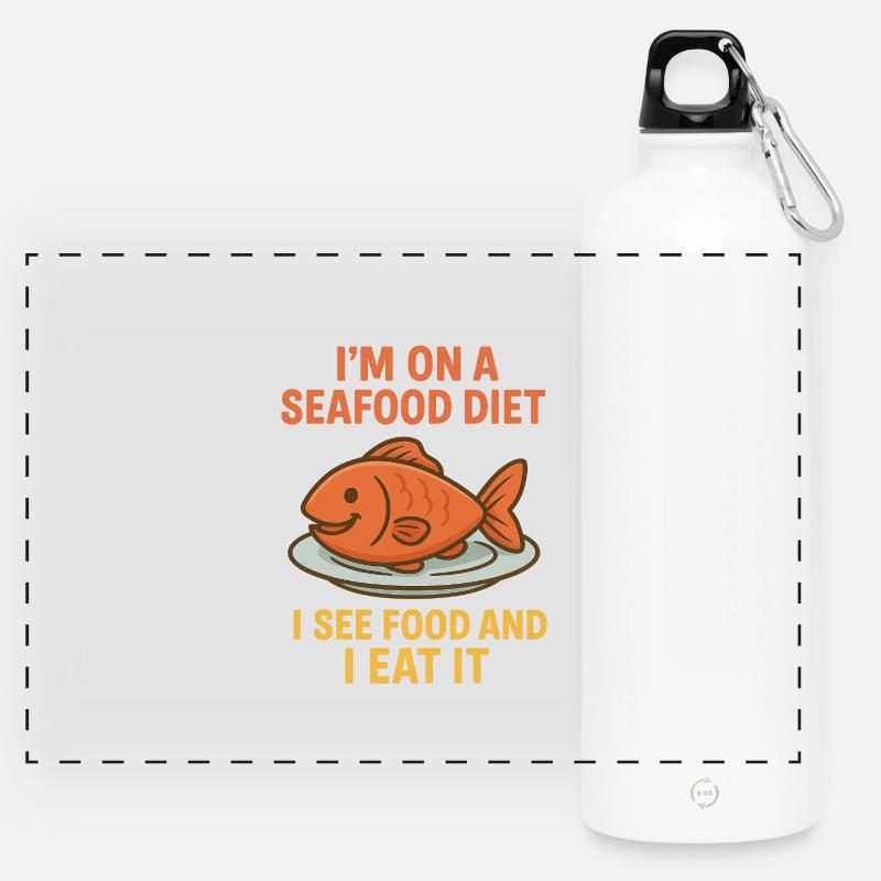 Seefood diet - Panoramic Drinks Bottle with Carabiner 750 ml - white