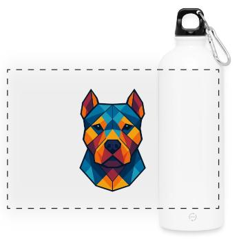 Chien | Tête de chien Impression / Impression / Design - Gourde panoramique avec mousqueton 750 ml - blanc - Devant