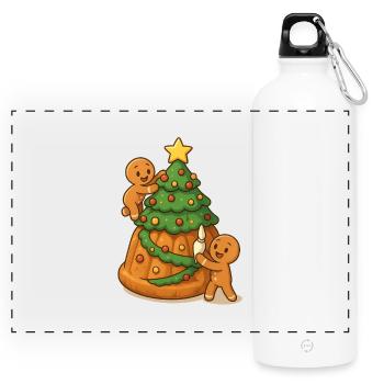 Gingerbread men mannele alsace kougelhopf - Panoramic Drinks Bottle with Carabiner 750 ml - white - Front