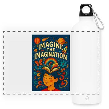 Imagination in motion flourishes - Panoramic Drinks Bottle with Carabiner 750 ml - white - Front
