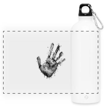 Empreintes de main en poudre en niveaux de gris - Gourde panoramique avec mousqueton 750 ml - blanc - Devant