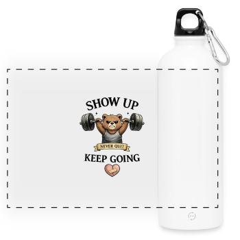 keep going - Panoramic Drinks Bottle with Carabiner 750 ml - white - Front