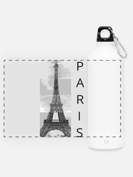 paris - Panorama Trinkflasche mit Karabiner 750 ml - Weiß