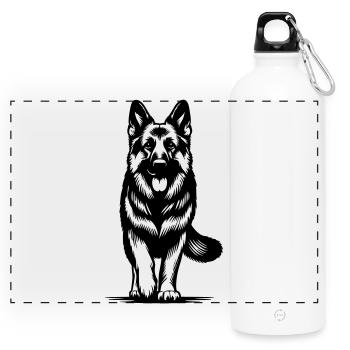 German Shepherd - Panoramic Drinks Bottle with Carabiner 750 ml - white - Front