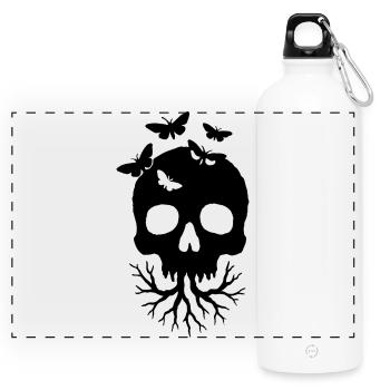 Forest Skull – Dark Nature T-Shirt - Panorama Trinkflasche mit Karabiner 750 ml - Weiß - Vorne