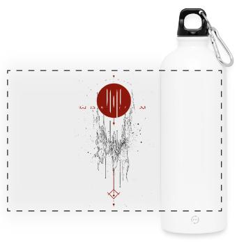 Okkultes Symbol – Rote Mystik & Dark Aesthetic - Panorama Trinkflasche mit Karabiner 750 ml - Weiß - Vorne