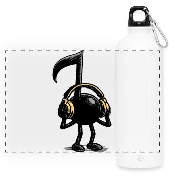 musical note - Panoramic Drinks Bottle with Carabiner 750 ml - white - Front