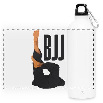 BJJ Techniques: Triangle - Panoramic Drinks Bottle with Carabiner 750 ml - white - Front