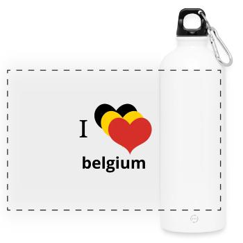 i love belgium typography design  - Gourde panoramique avec mousqueton 750 ml - blanc - Devant