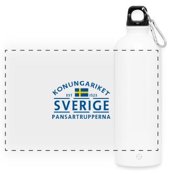 Sweden Armoured Troops Emblem - Panoramic Drinks Bottle with Carabiner 750 ml - white - Front