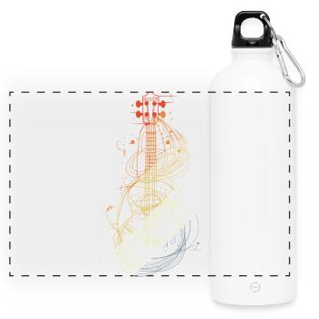 Ukulele Sketch Retro Style - Panoramic Drinks Bottle with Carabiner 750 ml - white - Front
