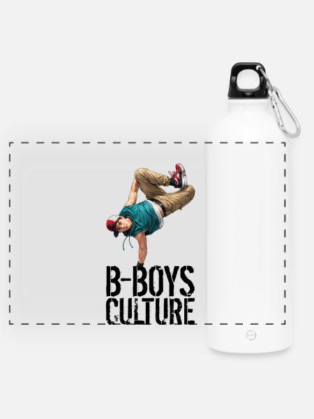 Breakdance One Hand Freeze Illustration - Panorama Trinkflasche mit Karabiner 750 ml - Weiß