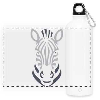Art de silhouette zèbre - Gourde panoramique avec mousqueton 750 ml - blanc - Devant