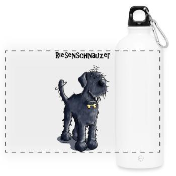 Süßer Riesenschnauzer - Panorama Trinkflasche mit Karabiner 750 ml - Weiß - Vorne