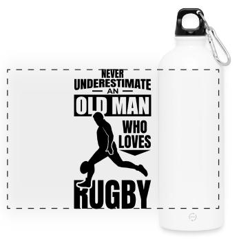 Old Rugby Grandpa - Panoramic Drinks Bottle with Carabiner 750 ml - white - Front